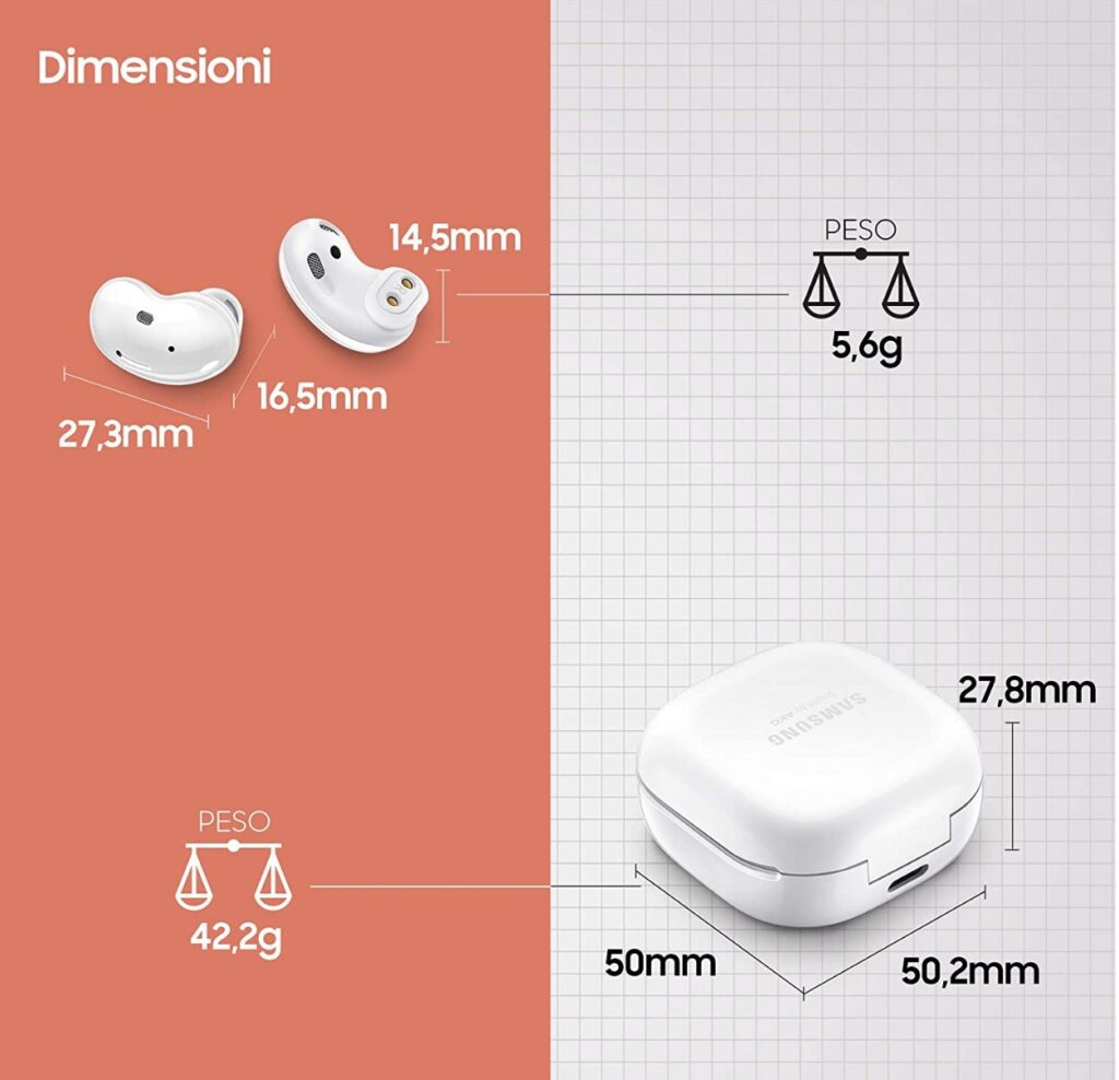 Samsung Galaxy Buds Live dimensioni