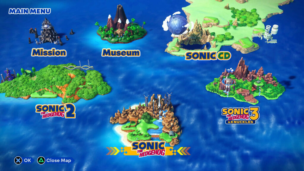 Sonic Origins Map Menu