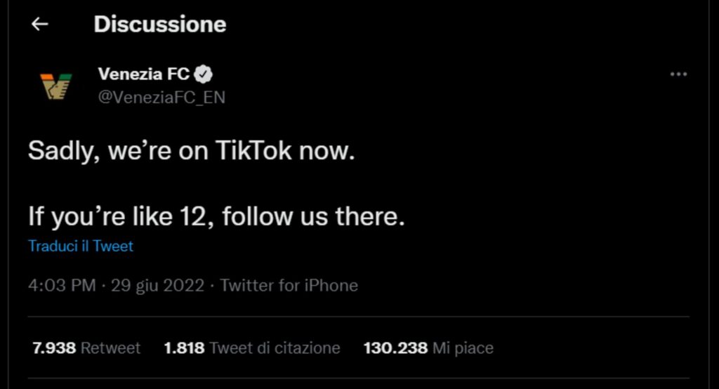 Venezia FC TikTok