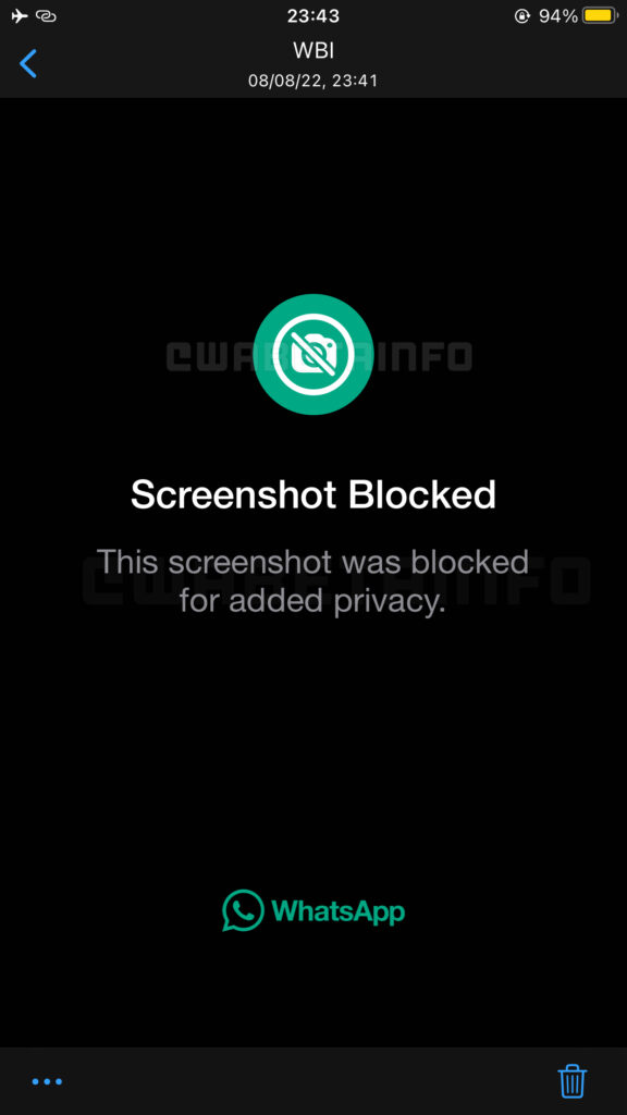 WhatsApp Screenshot bloccato