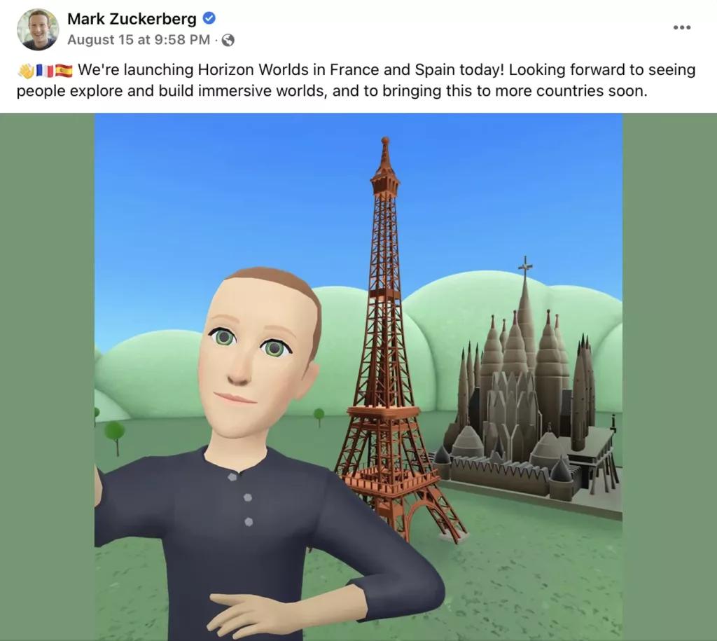 Zuckerberg Metaverso foto francia spagna