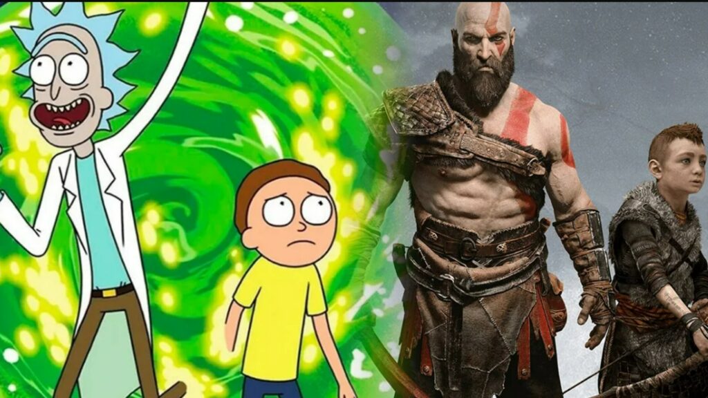 rick e morty and god of war ragnarok spot crossover collaborazione sony adult swim playstation ps5 ps4 9 novembre 