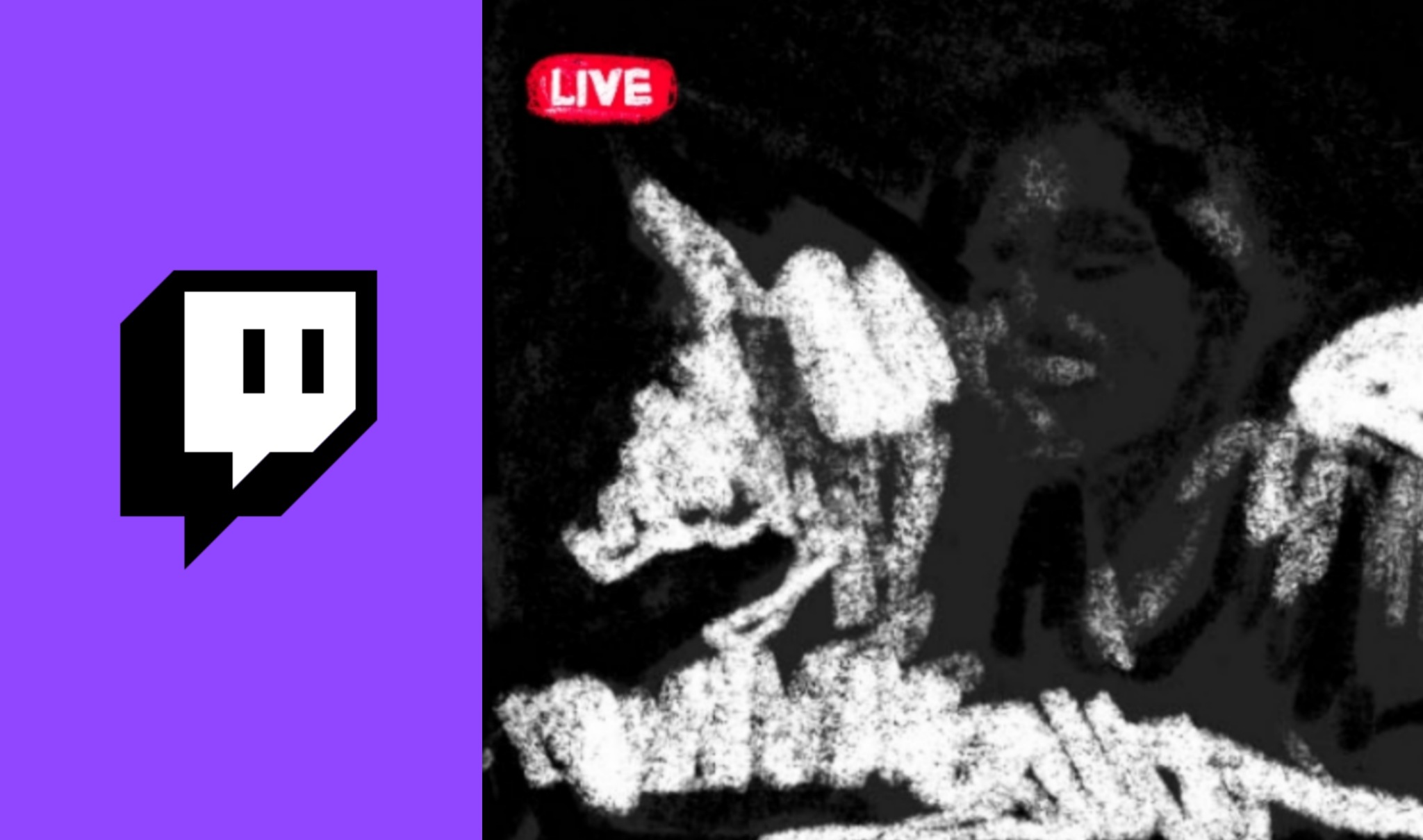 Logo di Twitch e disegno di una live
