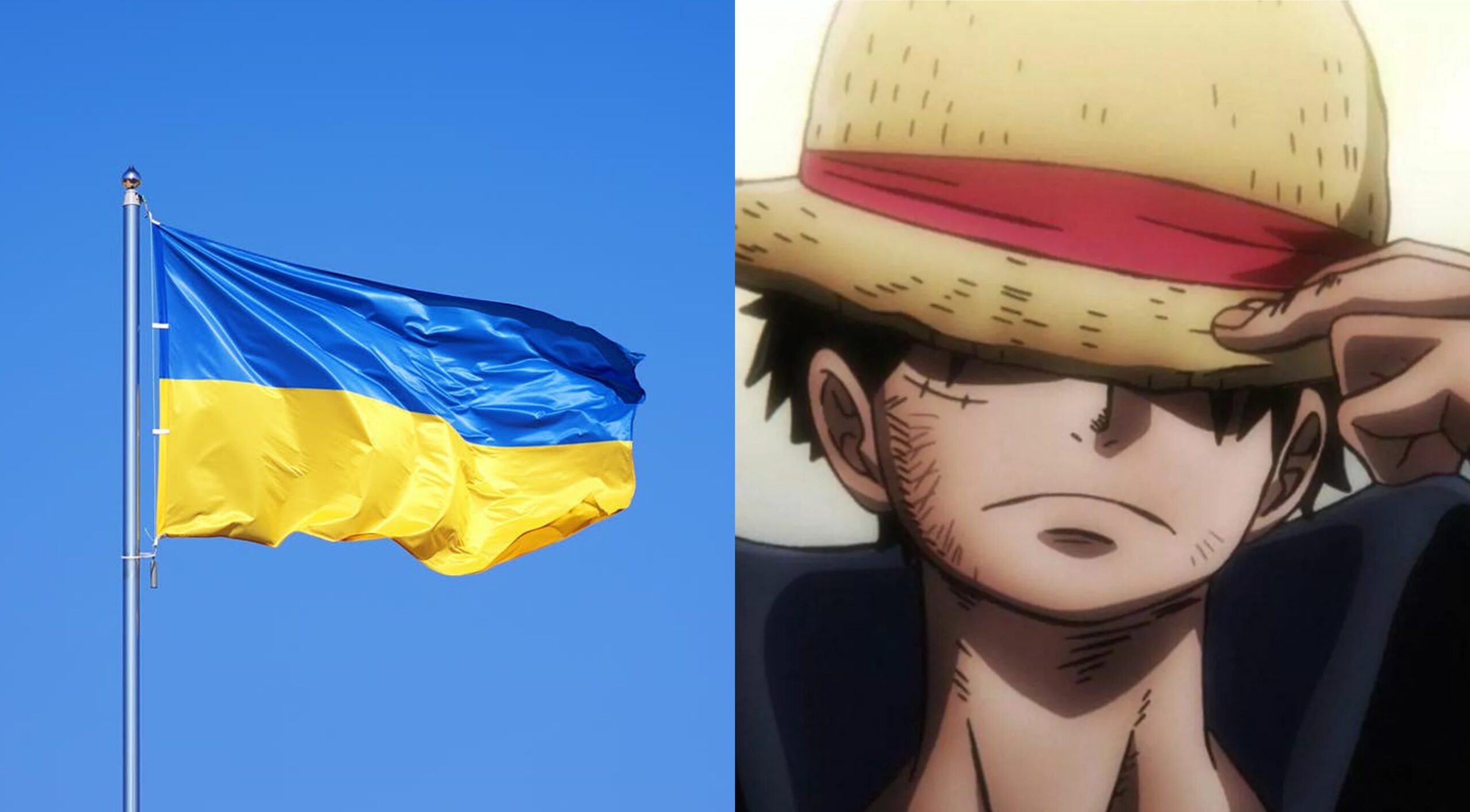 Bandiera ucraina e Luffy di One Piece