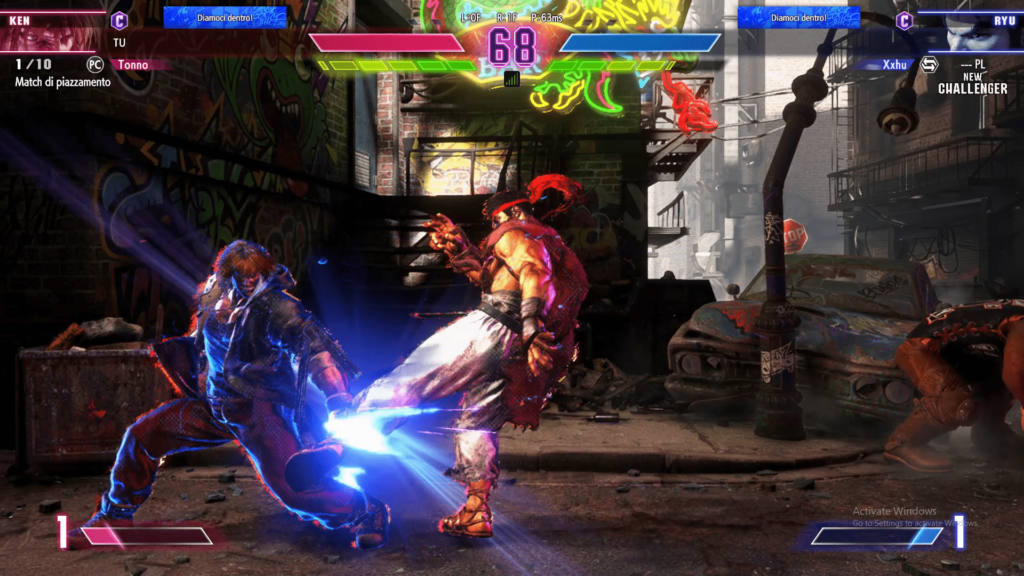 Ryu kicking a parrying Ken Street Fighter 6