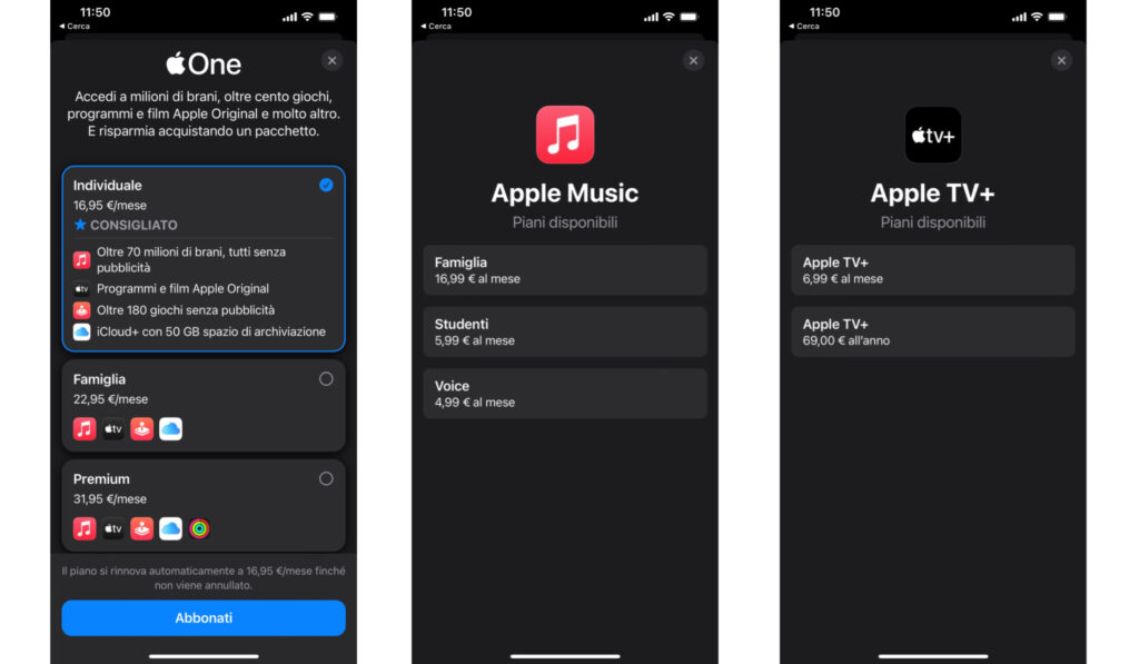 Apple abbonamenti