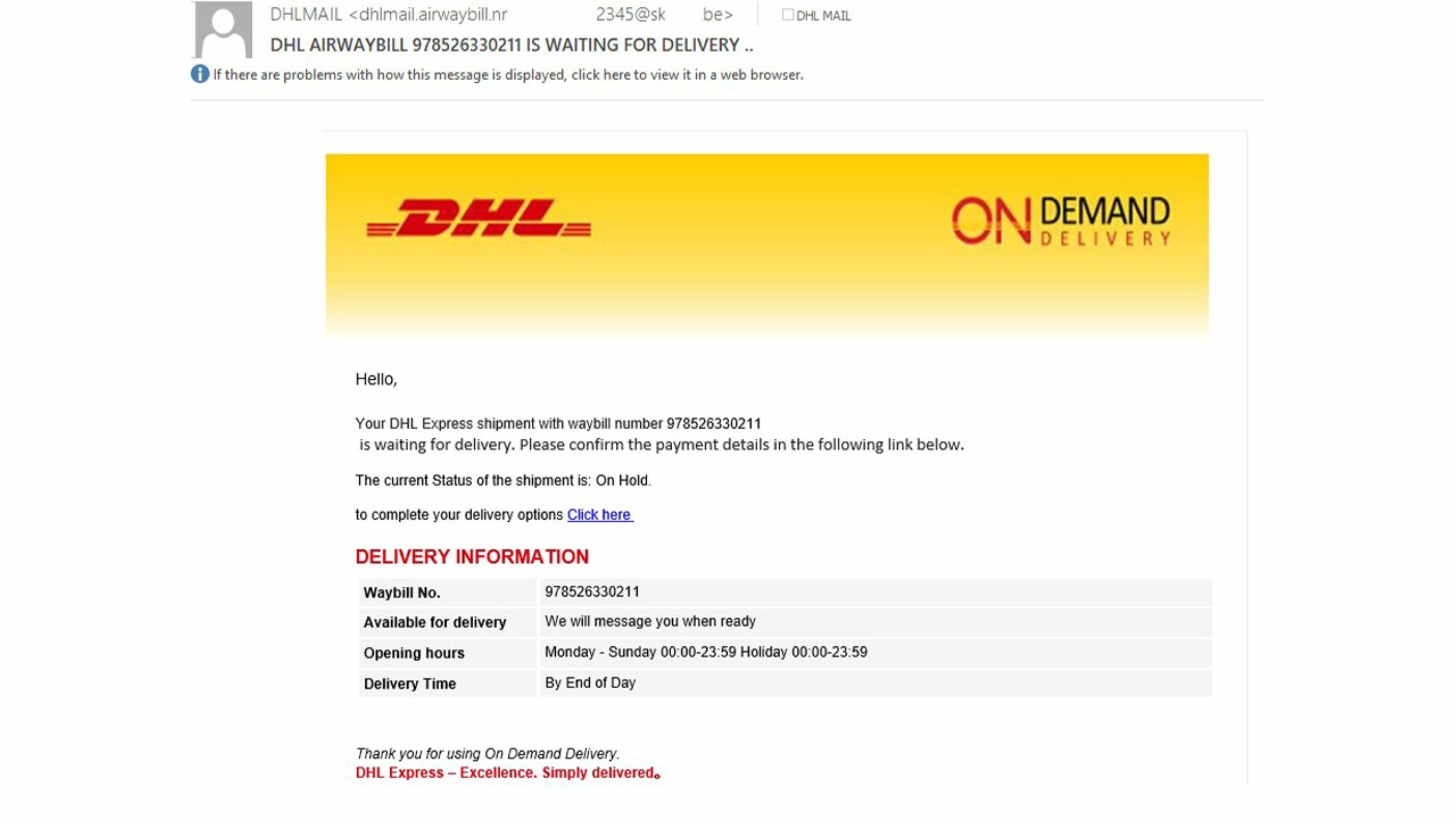 email truffa corriere dhl edited