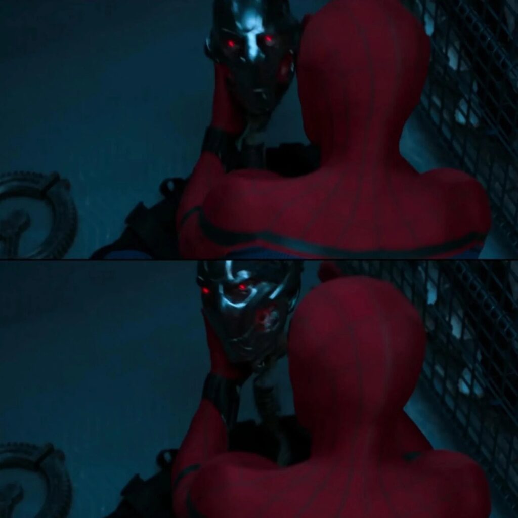 Spiderman con la testa di Ultron