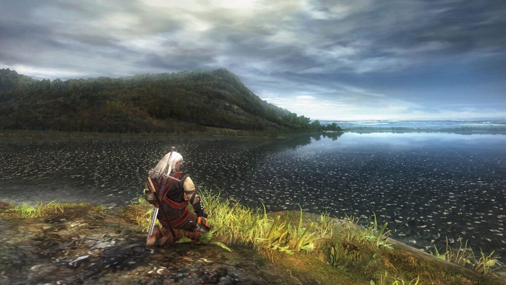The-Witcher-Remake-Geralt-meditating-shore