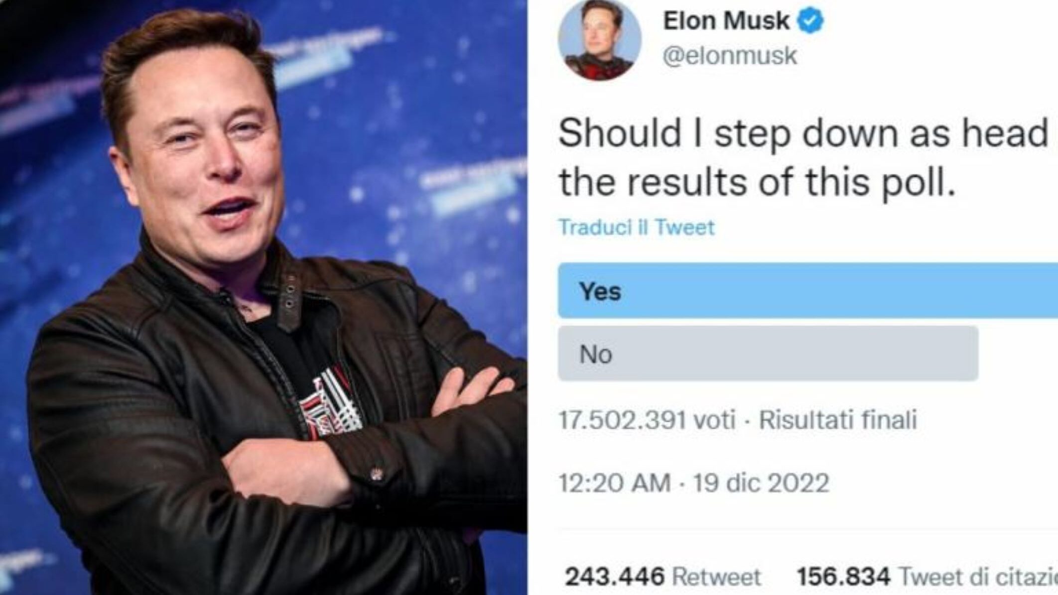 Elon Musk chiede in un sondaggio se deve rinunciare al suo ruolo di CEO di Twitter
