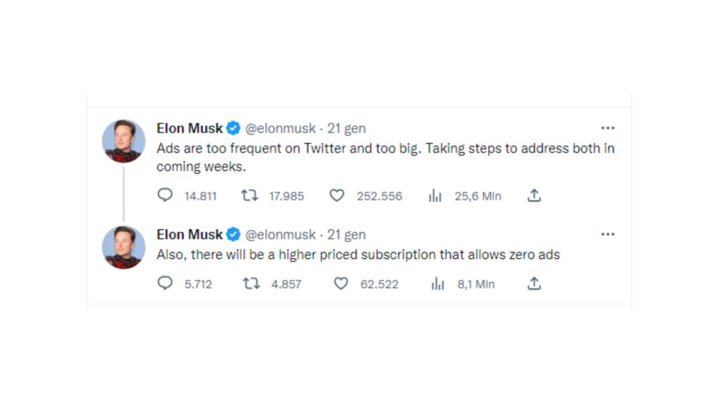 tweet elon musk abbonamento più costoso