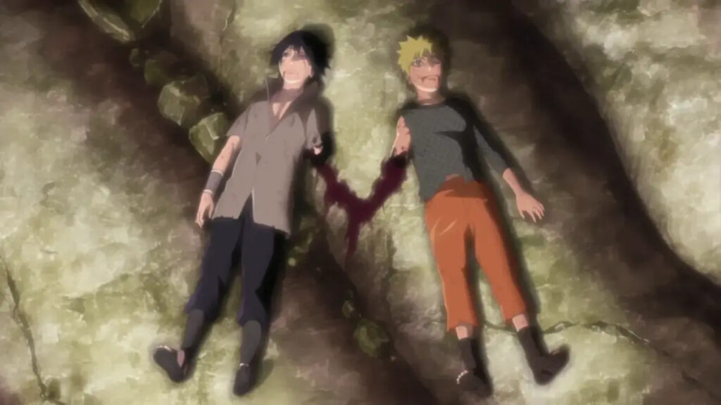 episode 476 Naruto and Sasuke after both losing their arms