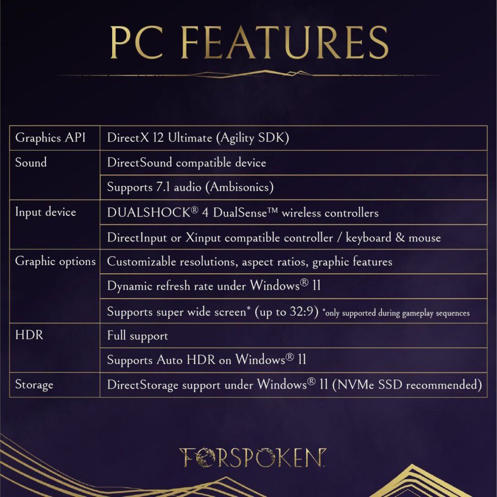 forspoken pc features