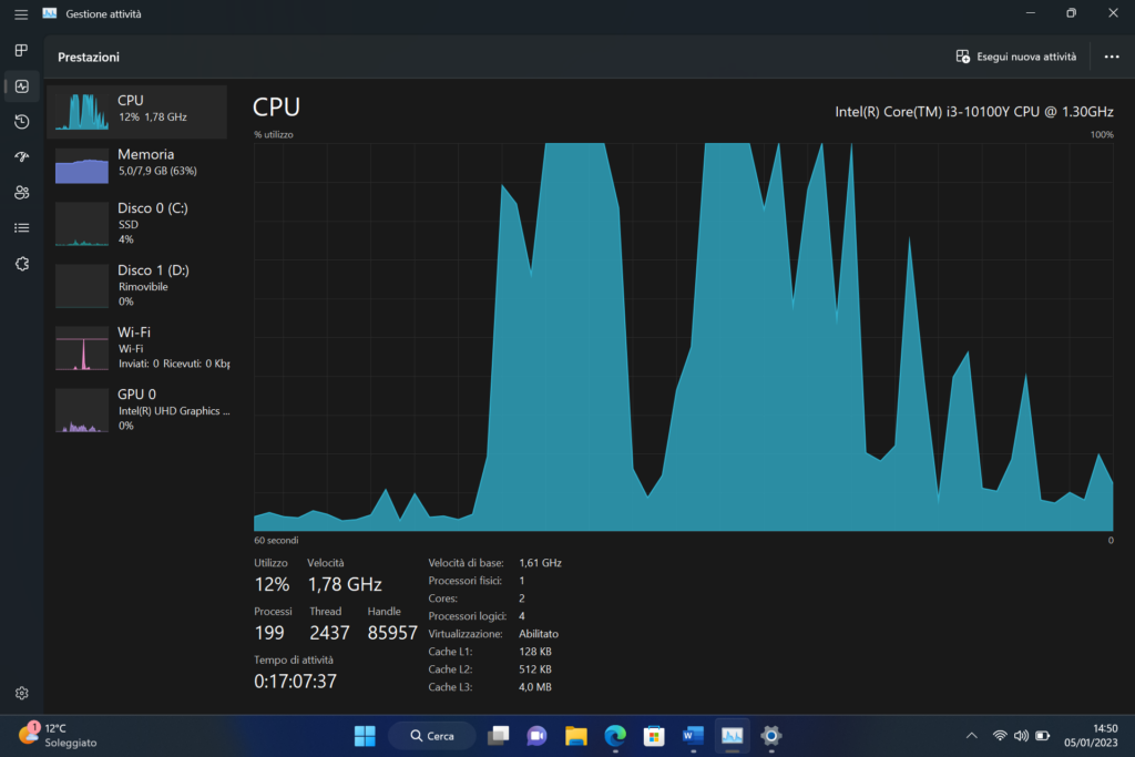 Surface Go 3 i3 Task Manager