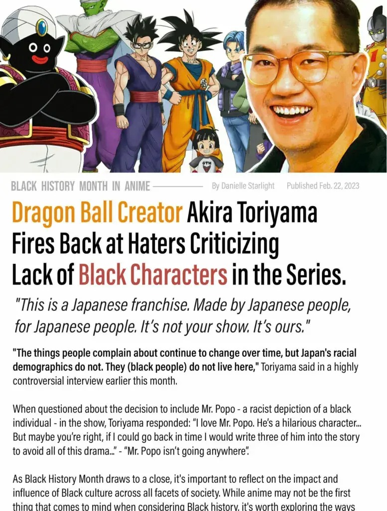 Dragon Ball, Toriyama accusato di razzismo: l'autore diventa vittima di una grave notizia fake 2 faek racista toriyama