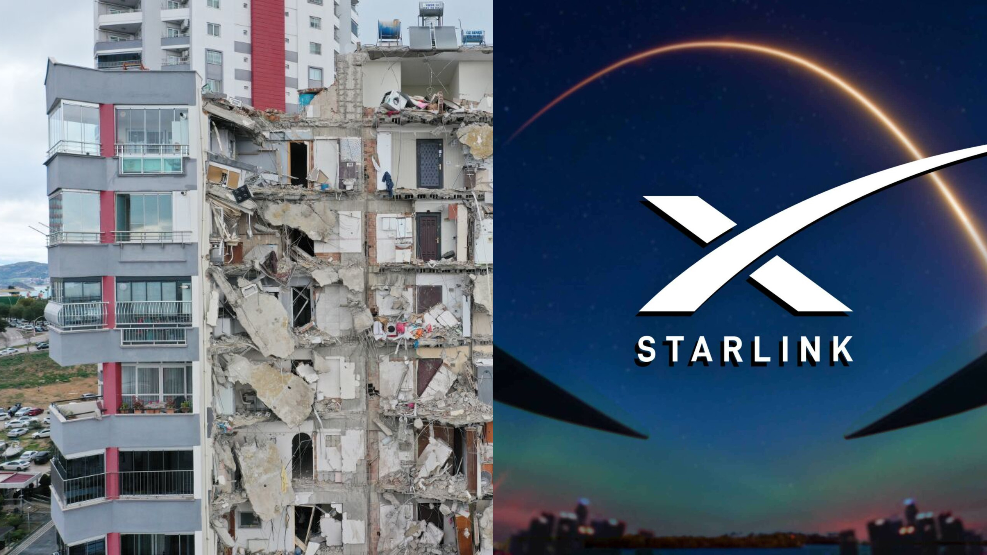 Terremoto Turchia e logo Starlink