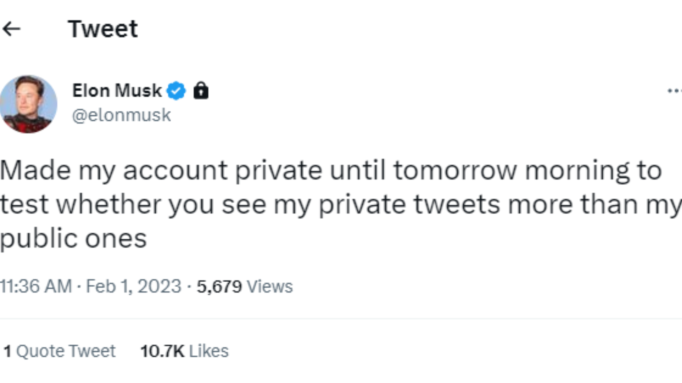 Elon Musk rende privato il suo account Twitter per un giorno