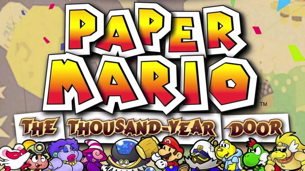 Logo di paper Mario: Il Portale Millenario e alcuni dei personaggi al centro dell'avventura

