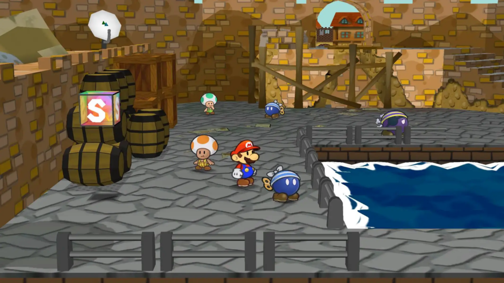 Paper Mario che si muove nell'overworld di gioco