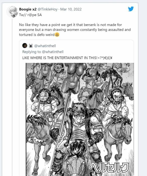 berserk tweets controversy