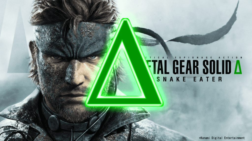 Metal Gear Solid Delta Remake Snake copertina ufficiale con davanti simbolo luminoso del delta Δ