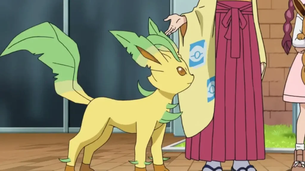 Una scena dell'anime con protagonista Leafeon