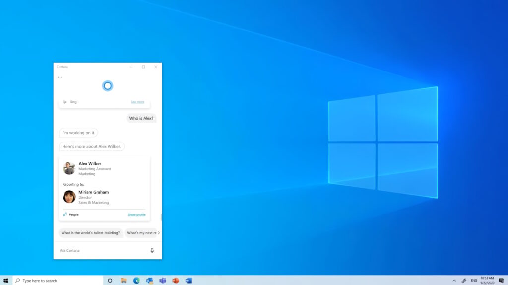 Applicazione Windows Cortana