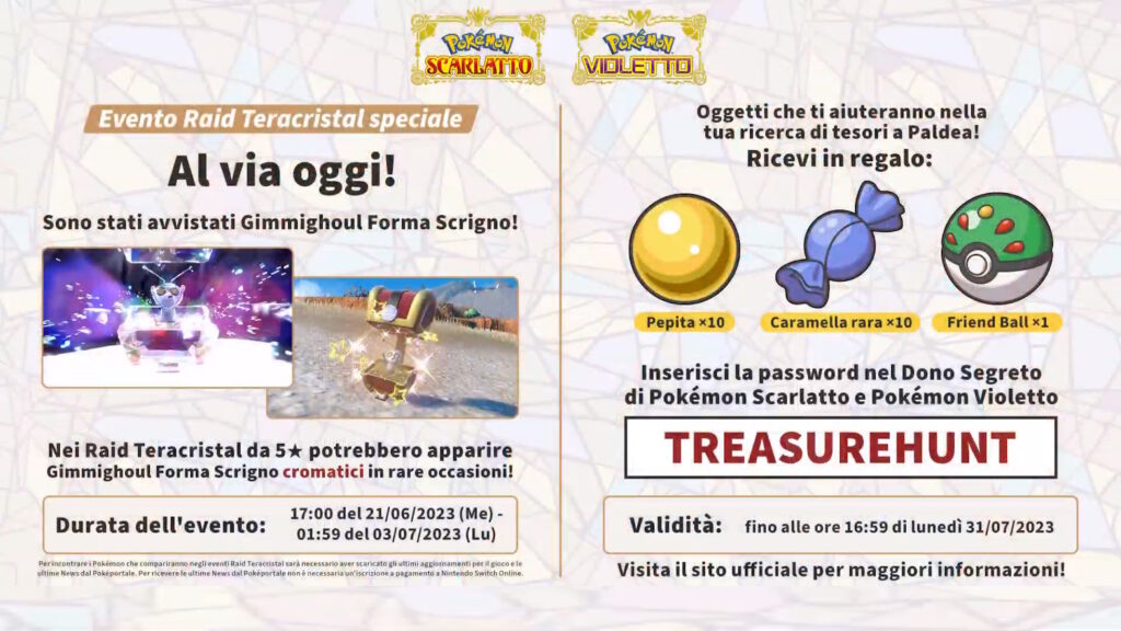 Pokémon Scarlatto e Violetto Dettagli Evento Speciale