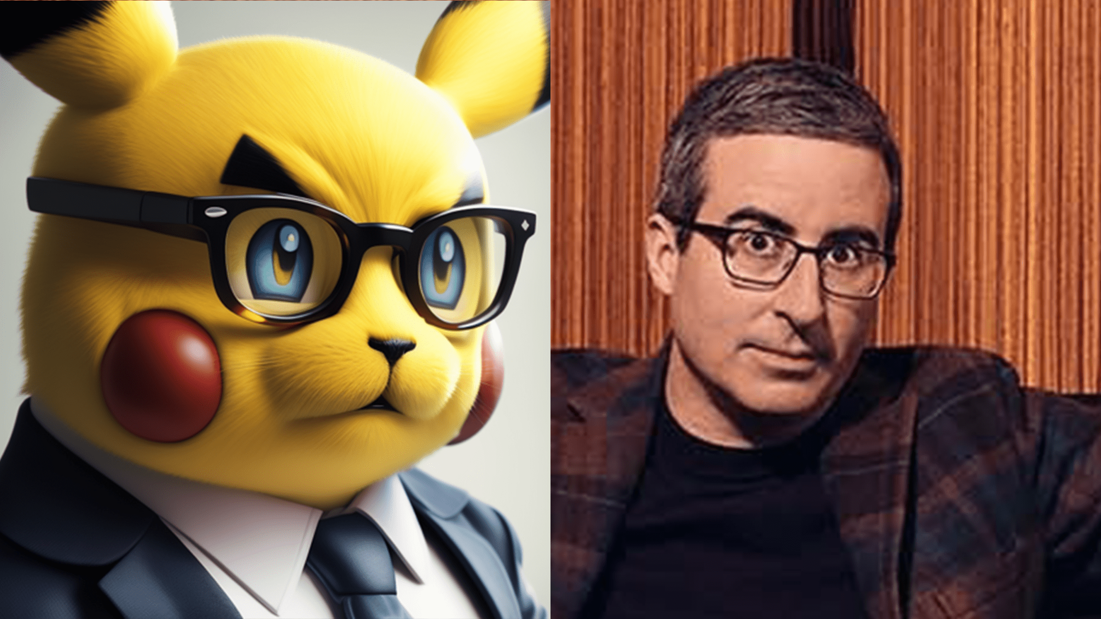 Pokemon Pikachu fuso con John Oliver AI postato su Reddit