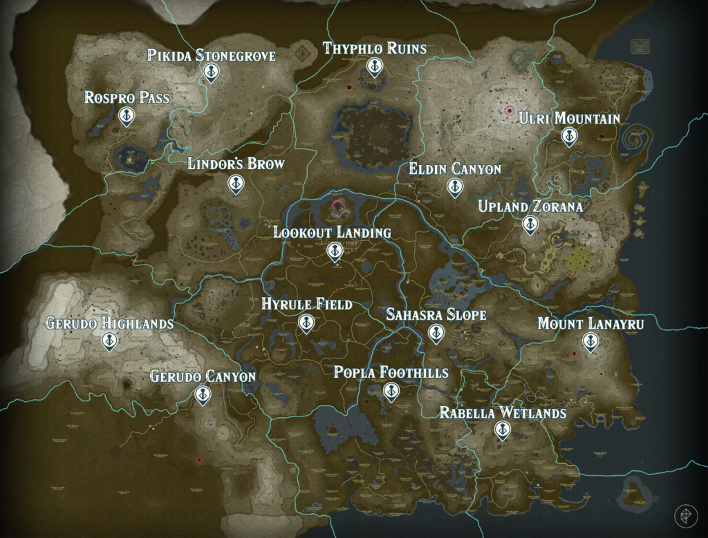 Tears of the Kingdom Skyview Towers map locations