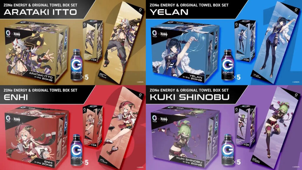 Genshin Impact collabora con ZONe: l'energy drink giapponese propone delle box speciali a tema 2 Personaggi Crossover Genshin Impact x ZONe