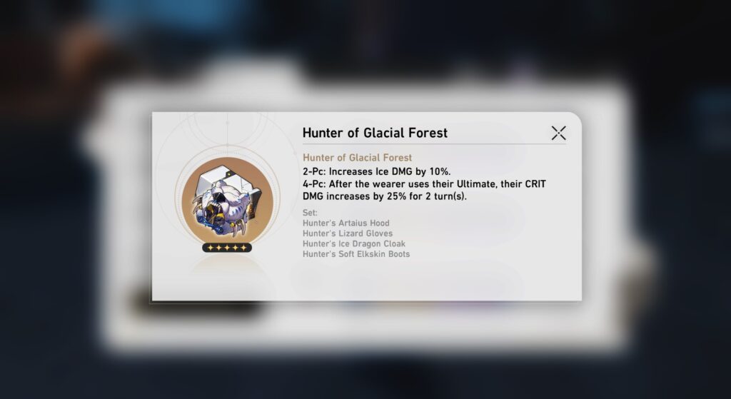 Honkai Star Rail Set Relics Hunter of Glacial Forest