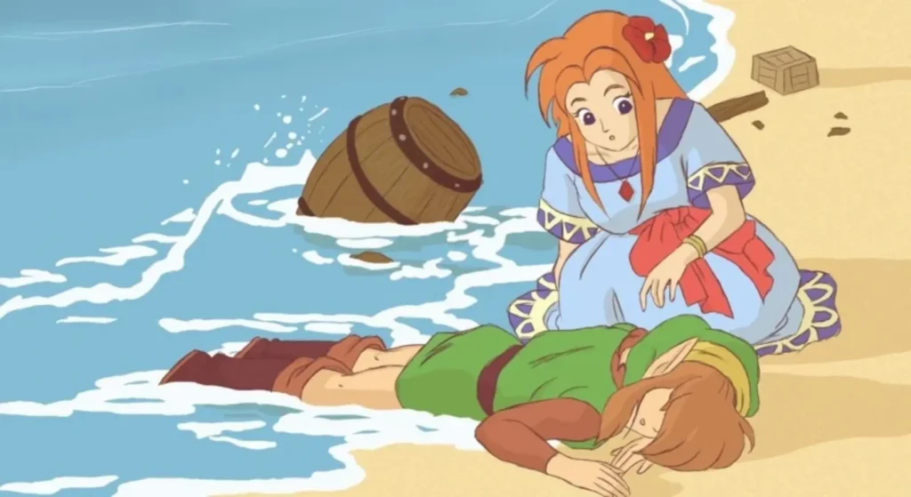 link and marin on the beach by g