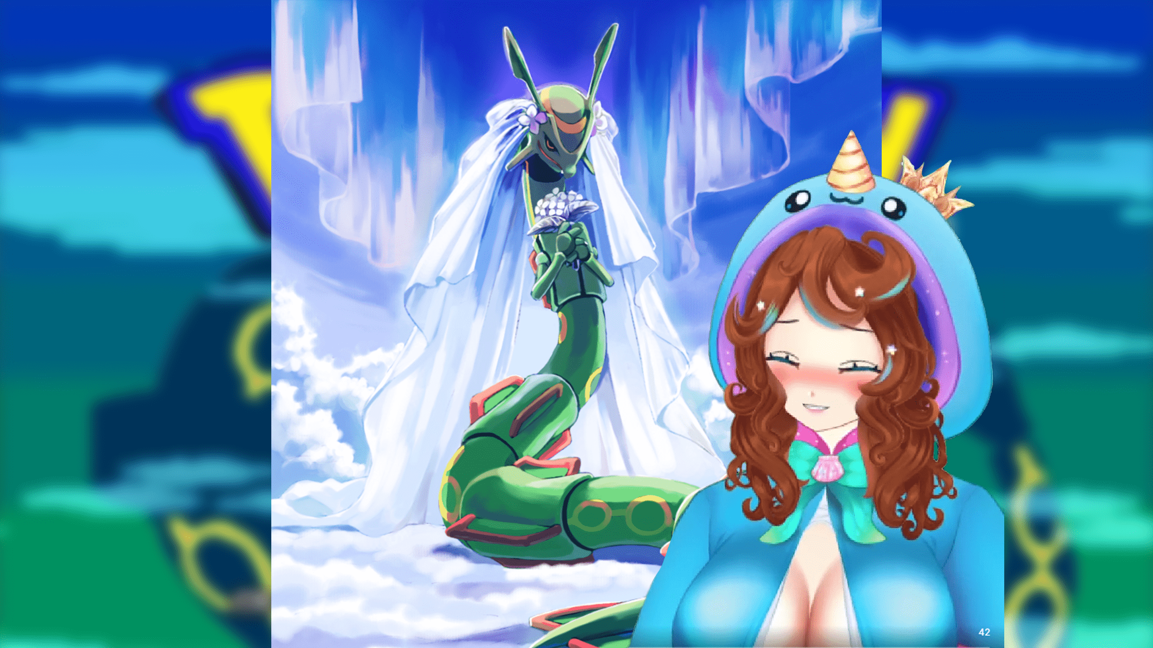 Pokemon Smeraldo proposta di matrimonio alla Vtuber Rayquaza vestito da sposa
