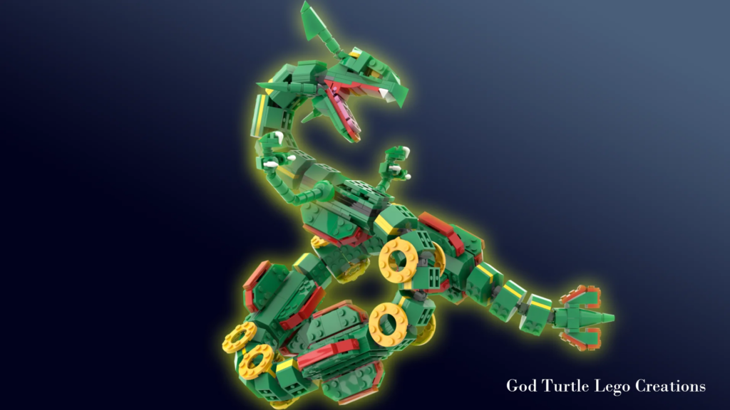 Statuetta fatta di Lego del Pokemon Rayquaza