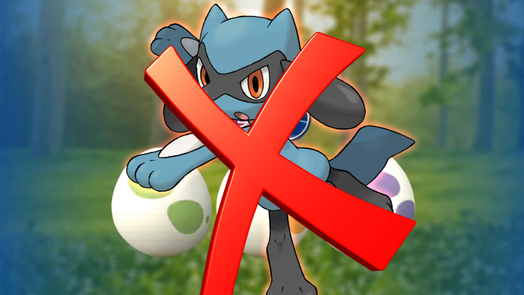 Riolu rimosso dalle uova di pokemon GO con una croce rossa