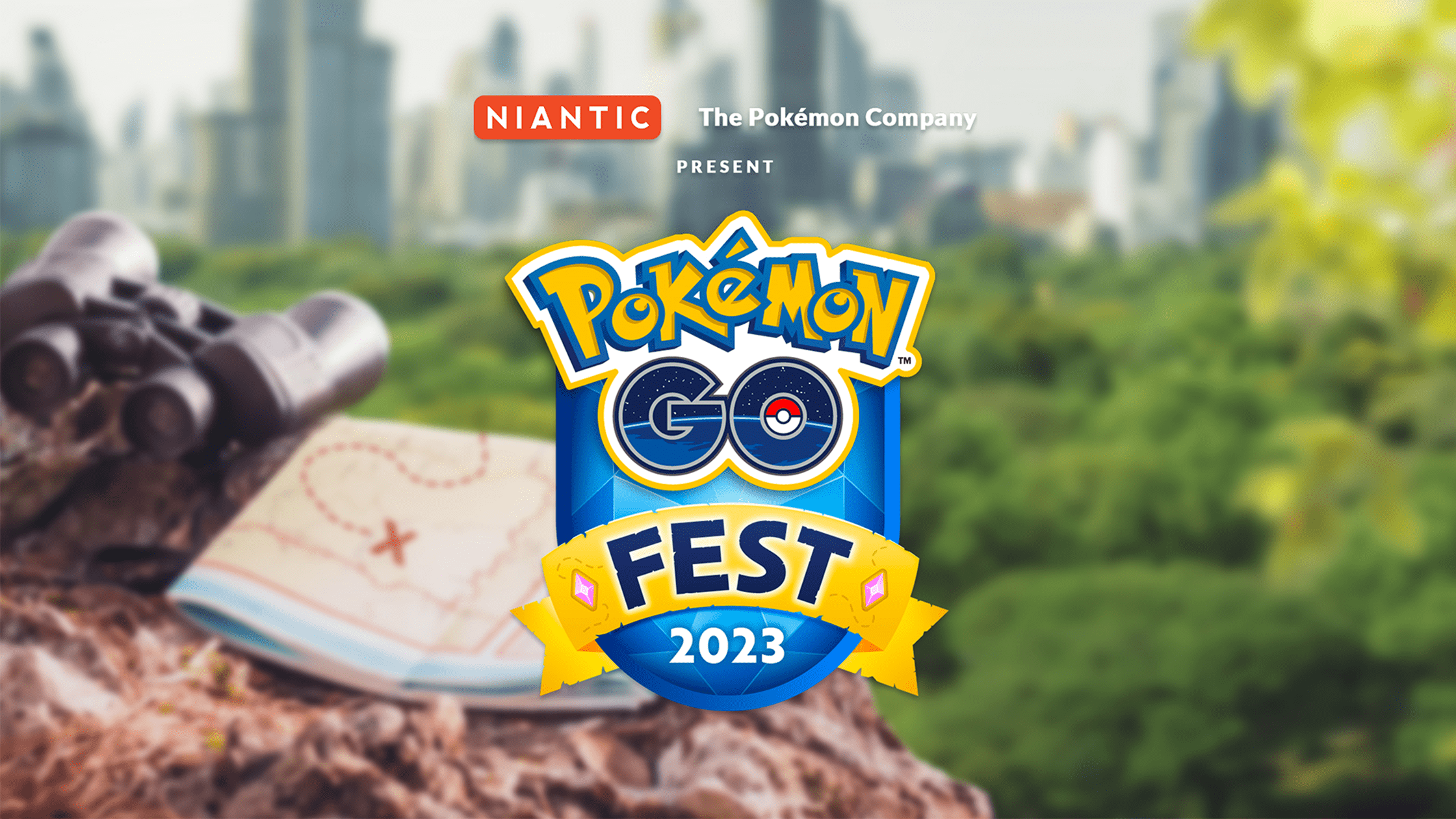 Pokemon GO Fest 2023 dettagli evento gratuito globale logo davanti parco mappa