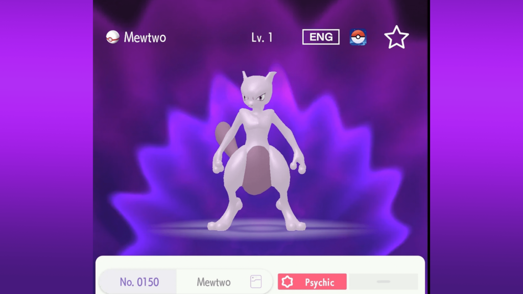 Pokemon HOME MewTwo livello uno a causa di un bug con GO