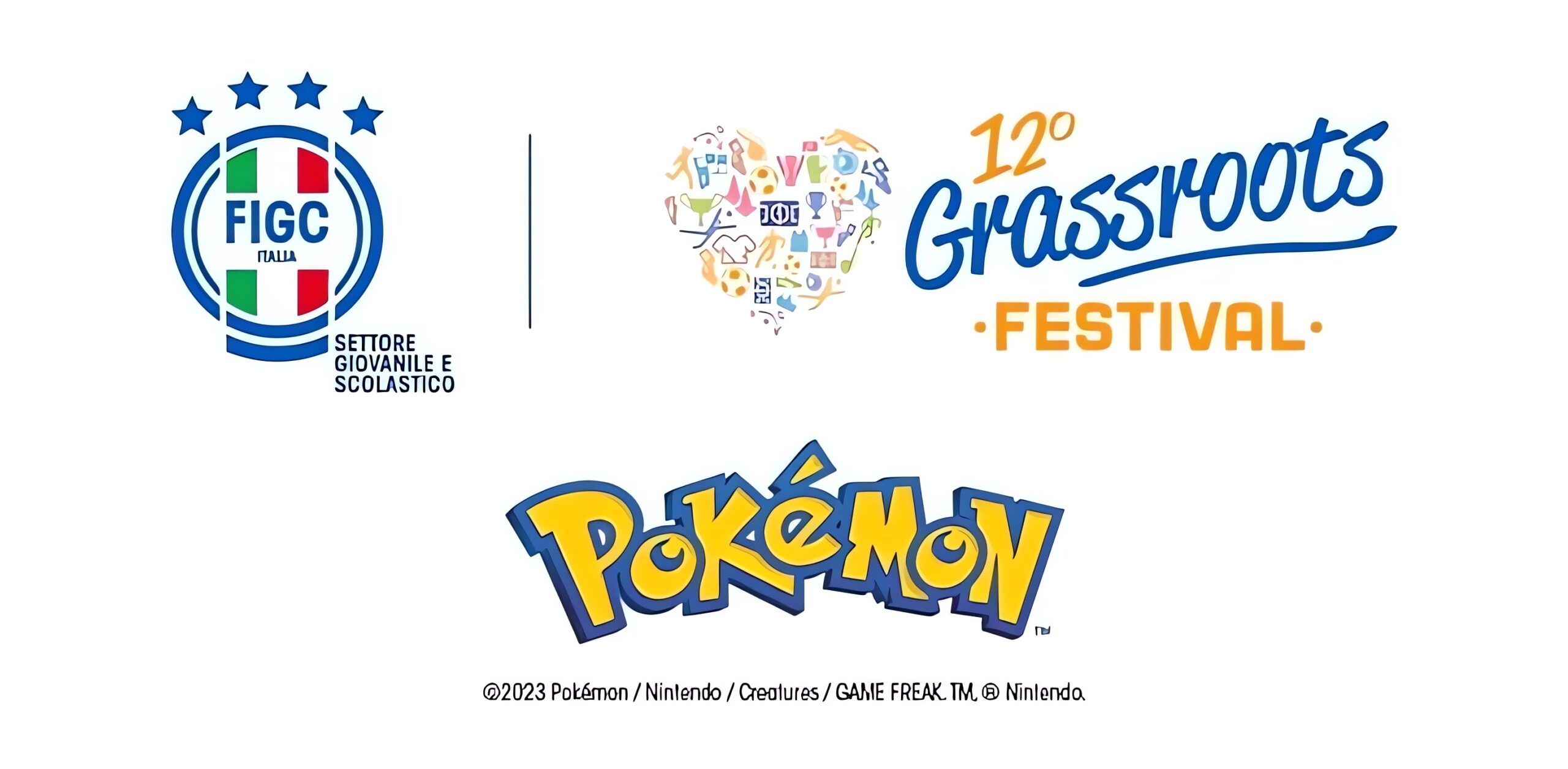 loghi di FIGC, Pokemon e Grassroots Festival