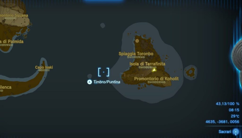 Posizione dell'Isola di Terrafinita 