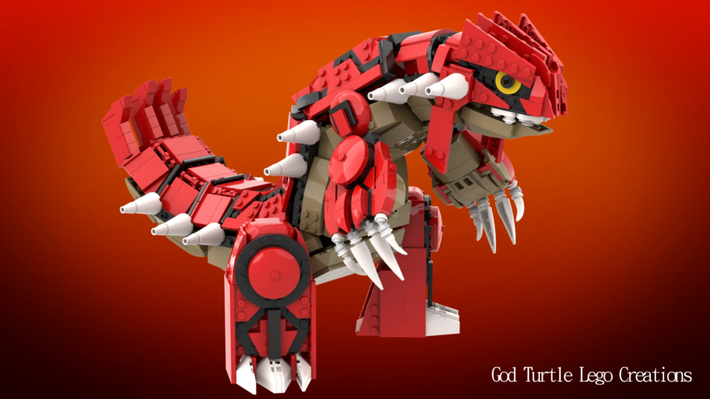 Statuetta fatta di Lego del Pokemon Groudon