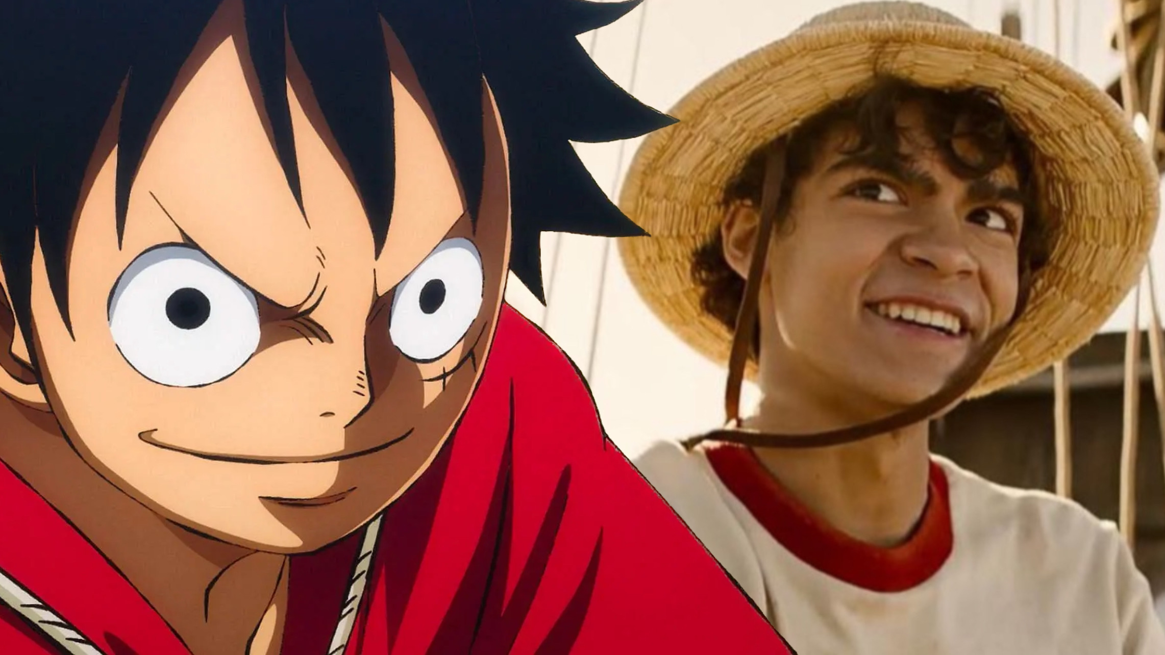 Luffy dell'anime di One Piece e Inaki Godoy