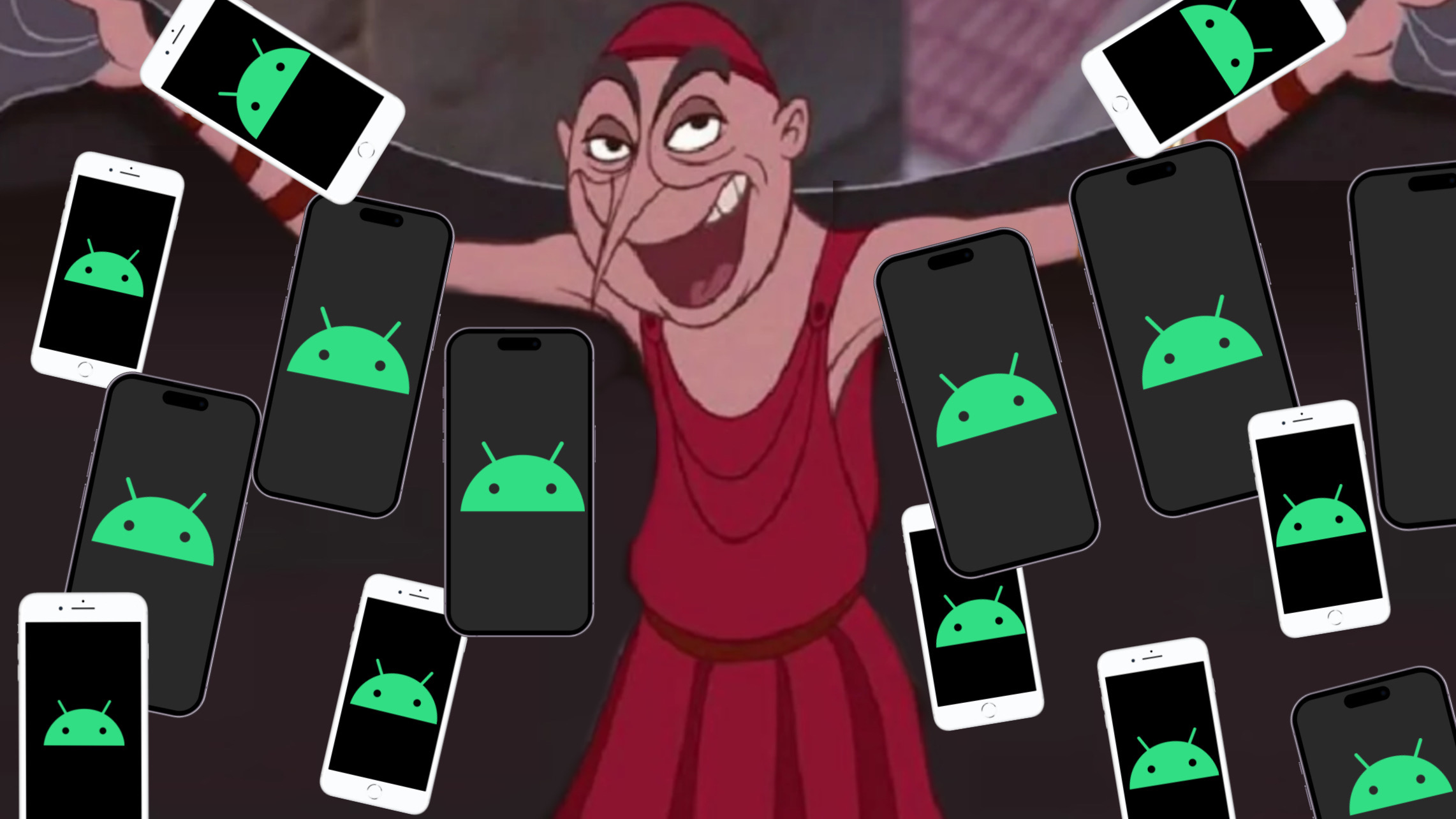 Scena di Hercules con iPhone che hanno Android