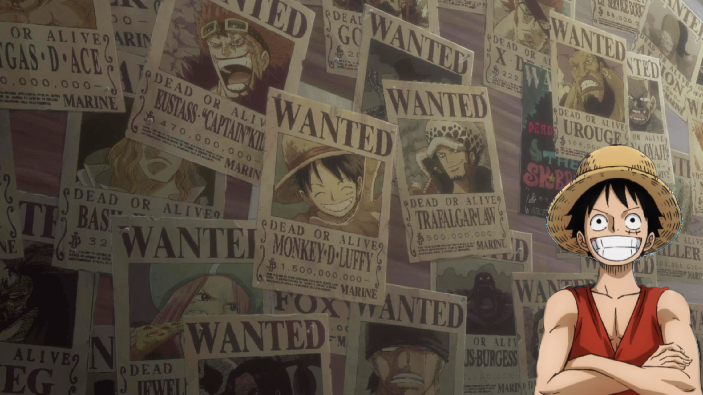 Luffy con i ricercati di One Piece