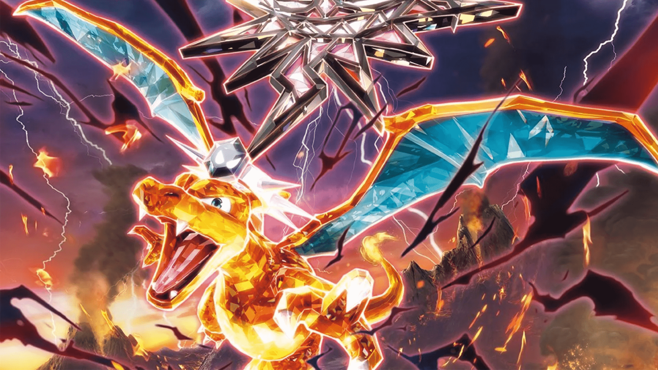 Pokemon Charizard di Obsidian Flames illustrazione completa