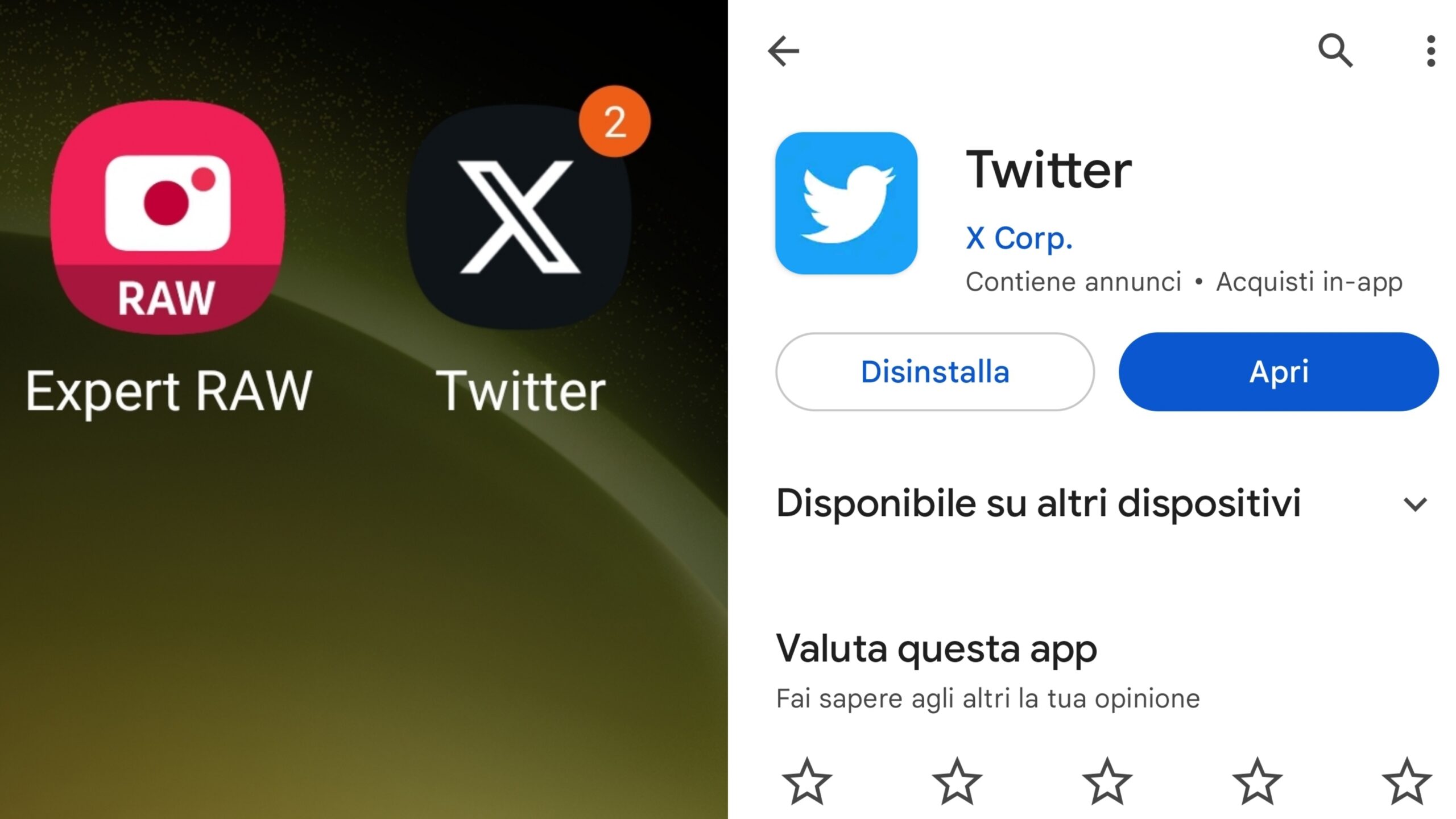 Twitter X su Android