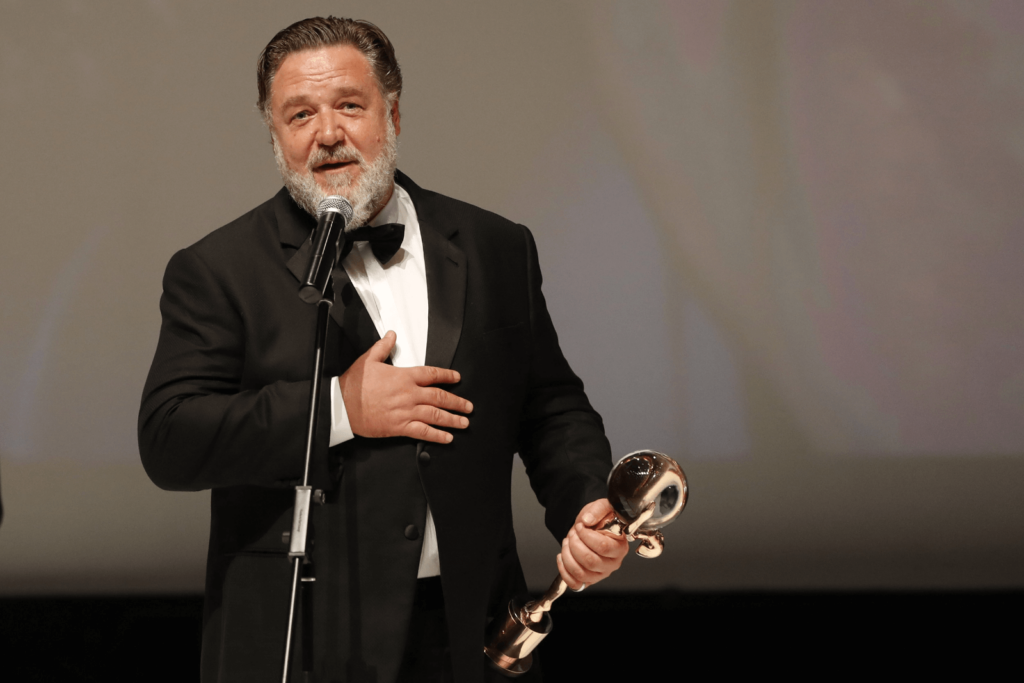 Russell Crowe durante il festival del cinema ceco