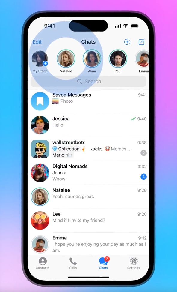 Telegram stories