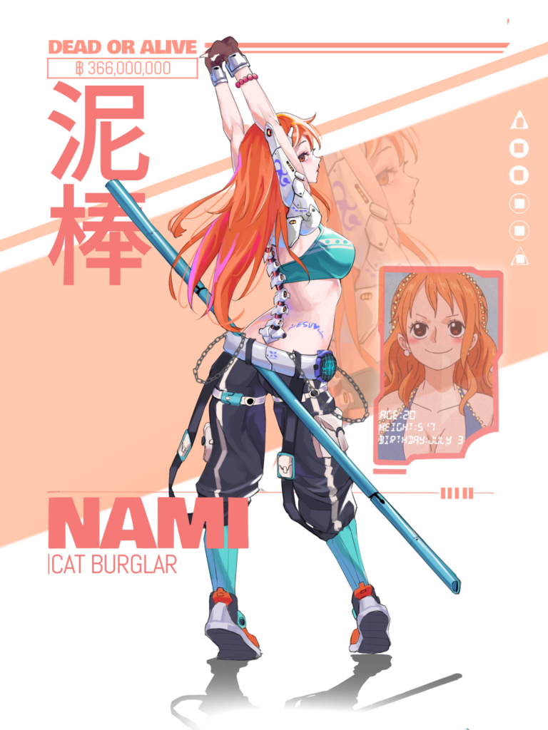 One Piece, nami in techwear