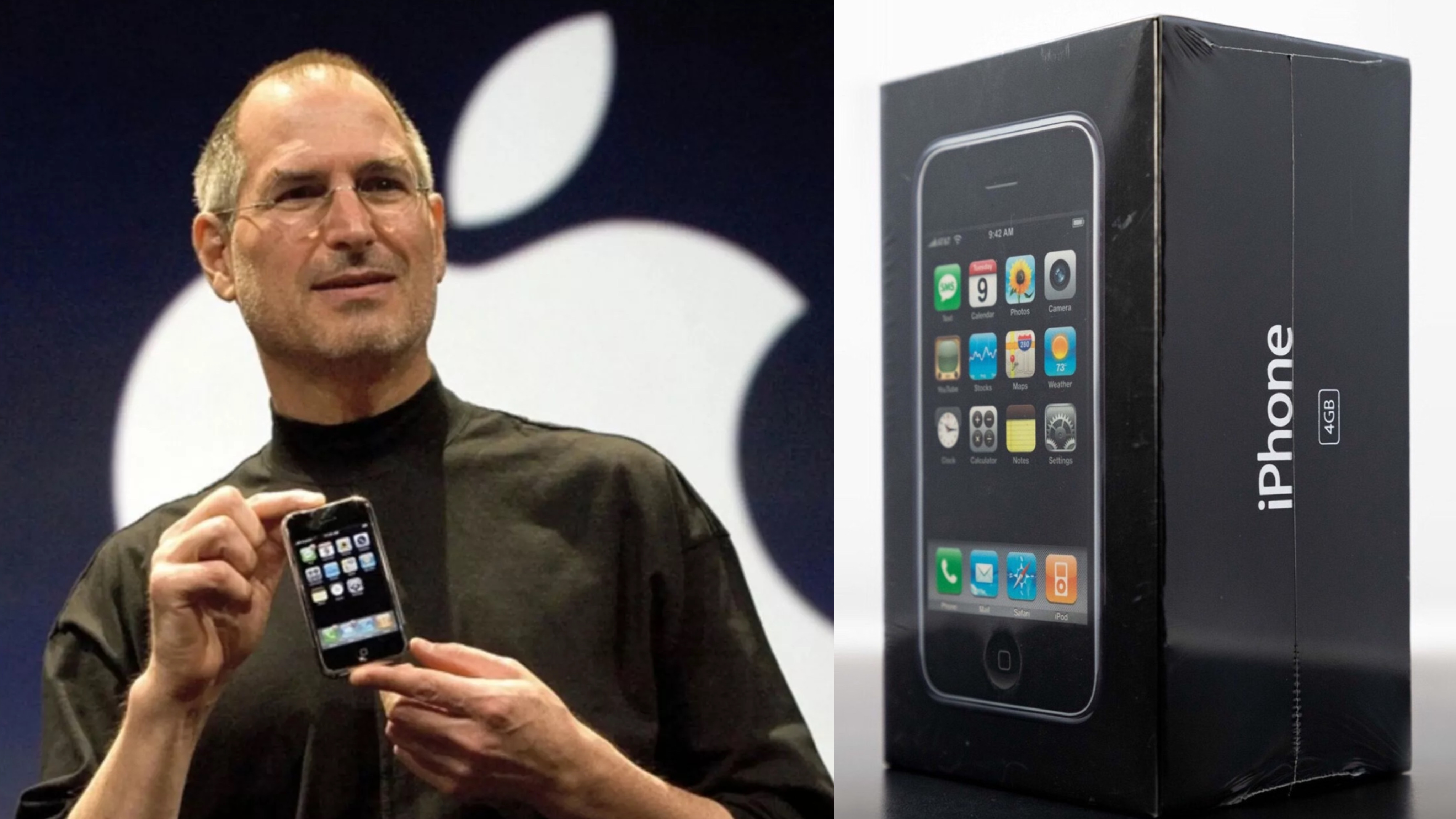 Steve Jobs presenta il primo modello di iPhone e un modello da 4GB di memoria